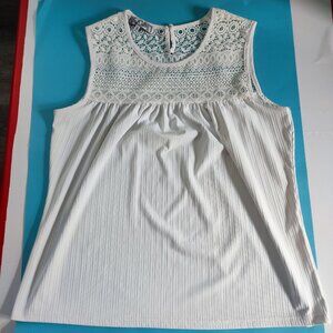 Oxygen blouse lase shoulder white women's size S